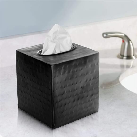 Monarch Abode 19127 Hand Hammered Tissue Box Square Cover Holder & Dispenser - - Picture 2 of 6